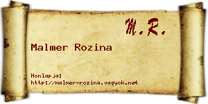 Malmer Rozina névjegykártya